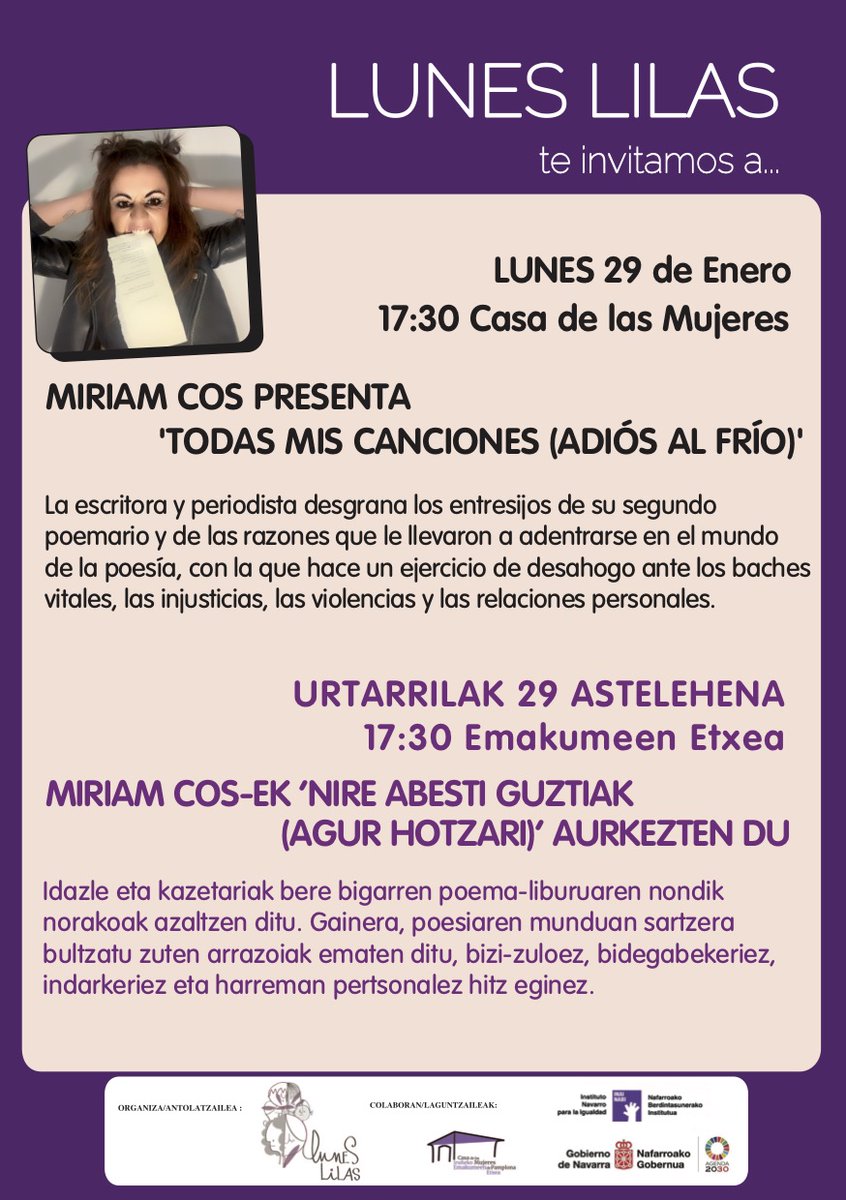 astelehen's tweet photo. Buenos días, estas son las próximas actividades que hemos organizado en
@CasamujerPamIru https://t.co/ChUcrhpW2e