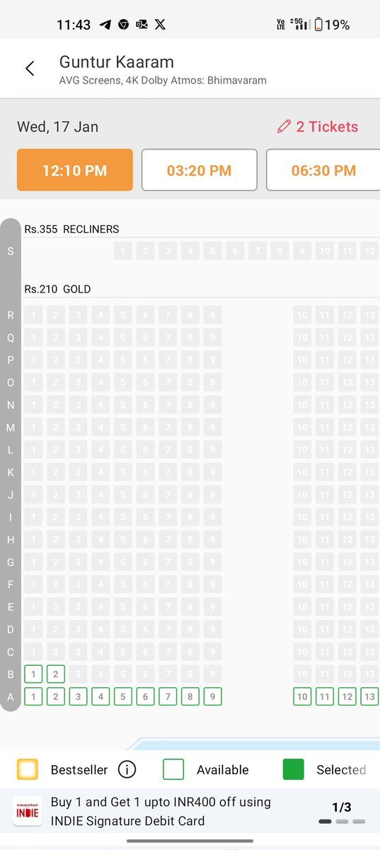 Bhimavaram day6 bookings 💥 all shows advance fulls💥 #GunturKaaram #GunturKaaramBookings