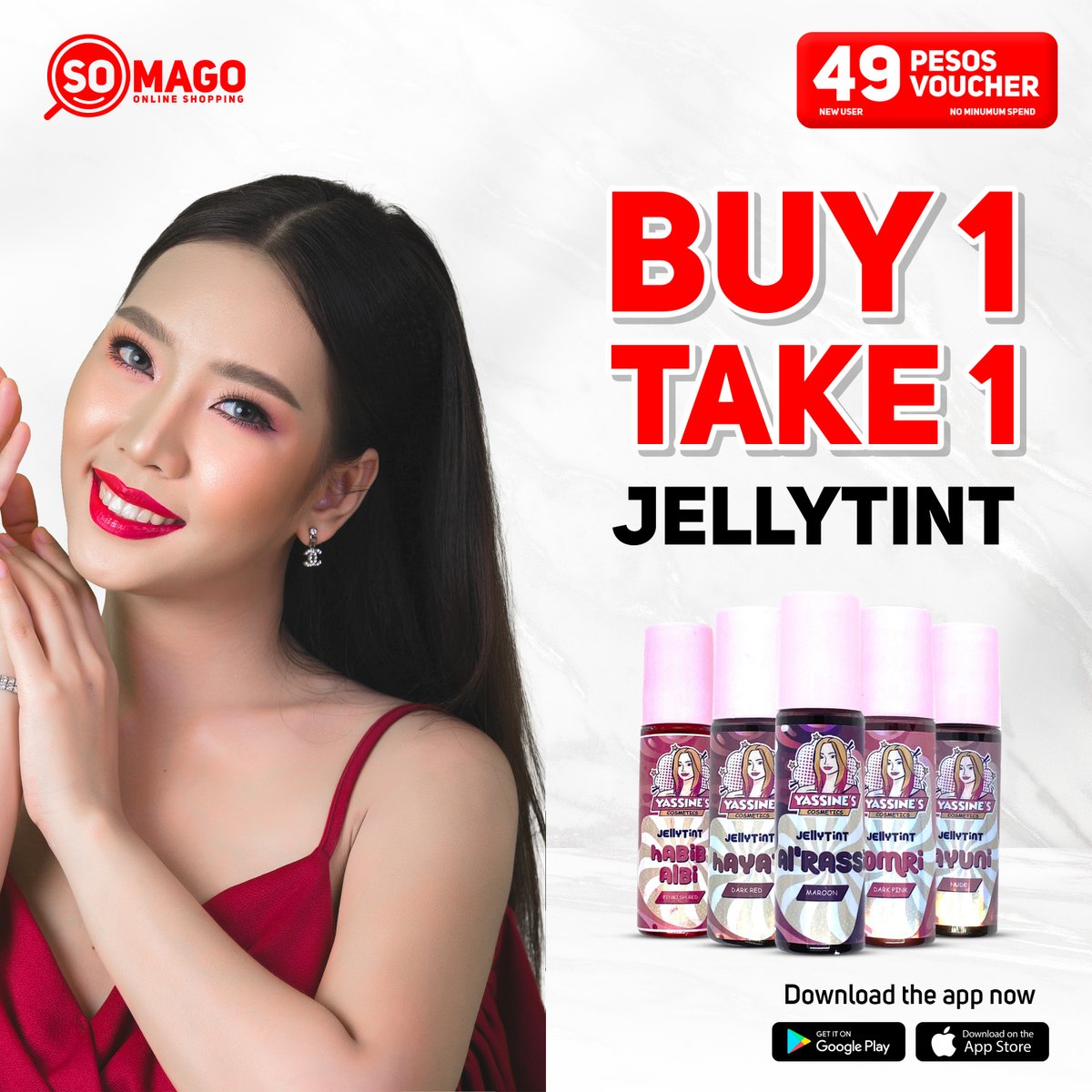 💖 Para sa favorite shade on your lips and cheek beshy
🚚 Cash-On-Delivery na hassle FREE pa!
💸PLUS P49 Vouchers, eWallet PRIZES & MORE!

Download the App HERE: app.somago.com.ph

📲✨ #Buy1Take1 #Jellytint #OnlineShopping #BeautyDeals