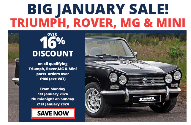 TriumphSSixClub's tweet photo. Looking for a few parts for a winter upgrade or project on your Triumph 🙃
Check out Rimmer Bros Triumph Sale, Enjoy a 16% DISCOUNT on all qualifying Triumph parts orders over £100 (exc VAT).
Hurry, sale ends January 21, 2024!
T&amp;C's Apply.
#TSSC #triumph #getreadyforsummer https://t.co/1vsoPALghD