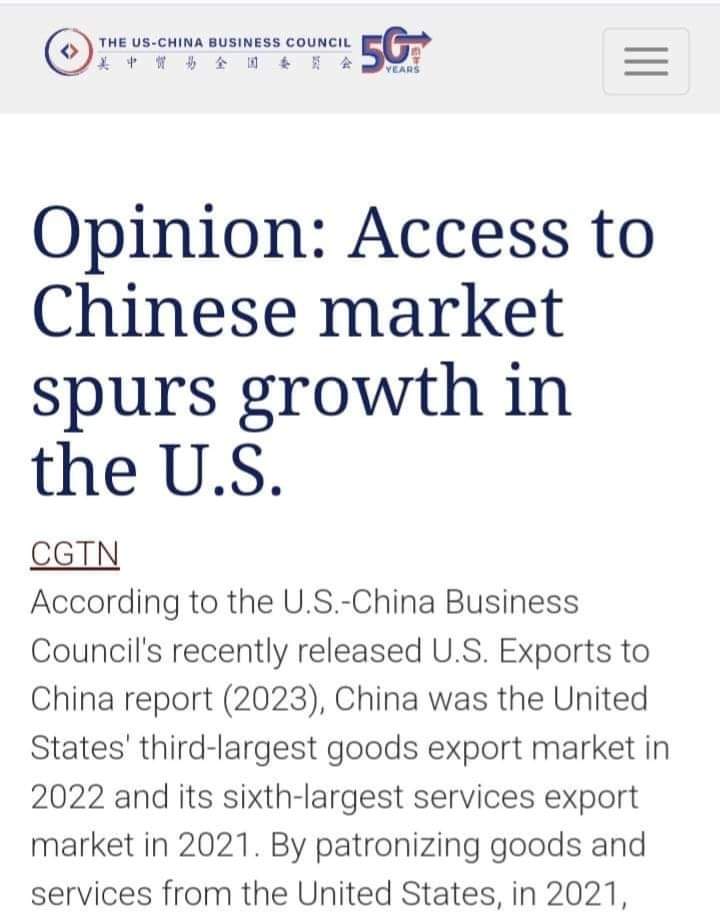 AAOdonkor's tweet photo. My work in the United States - The US-China Business Council @USChinaBusiness, an association representing 270+ American companies that do business with China #republished my article.

China Global Television Network @CGTNOfficial article 

Read more>>
https://t.co/zevC7c63F0 https://t.co/JxorgNcp3a
