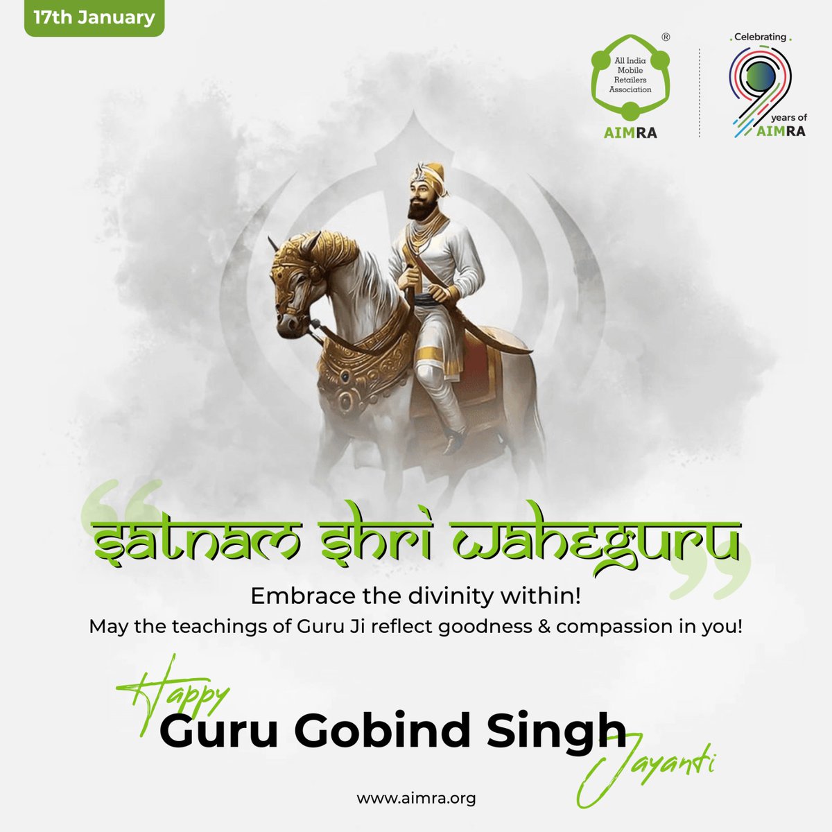 AimraIndia's tweet photo. Celebrating the inspiring life and teachings of Guru Gobind Singh Ji on his Jayanti. May his wisdom and courage continue to guide us towards righteousness and unity. 🎉🙏🏽
#GuruGobindSinghJayanti #Inspiration https://t.co/O8TmjleHJv