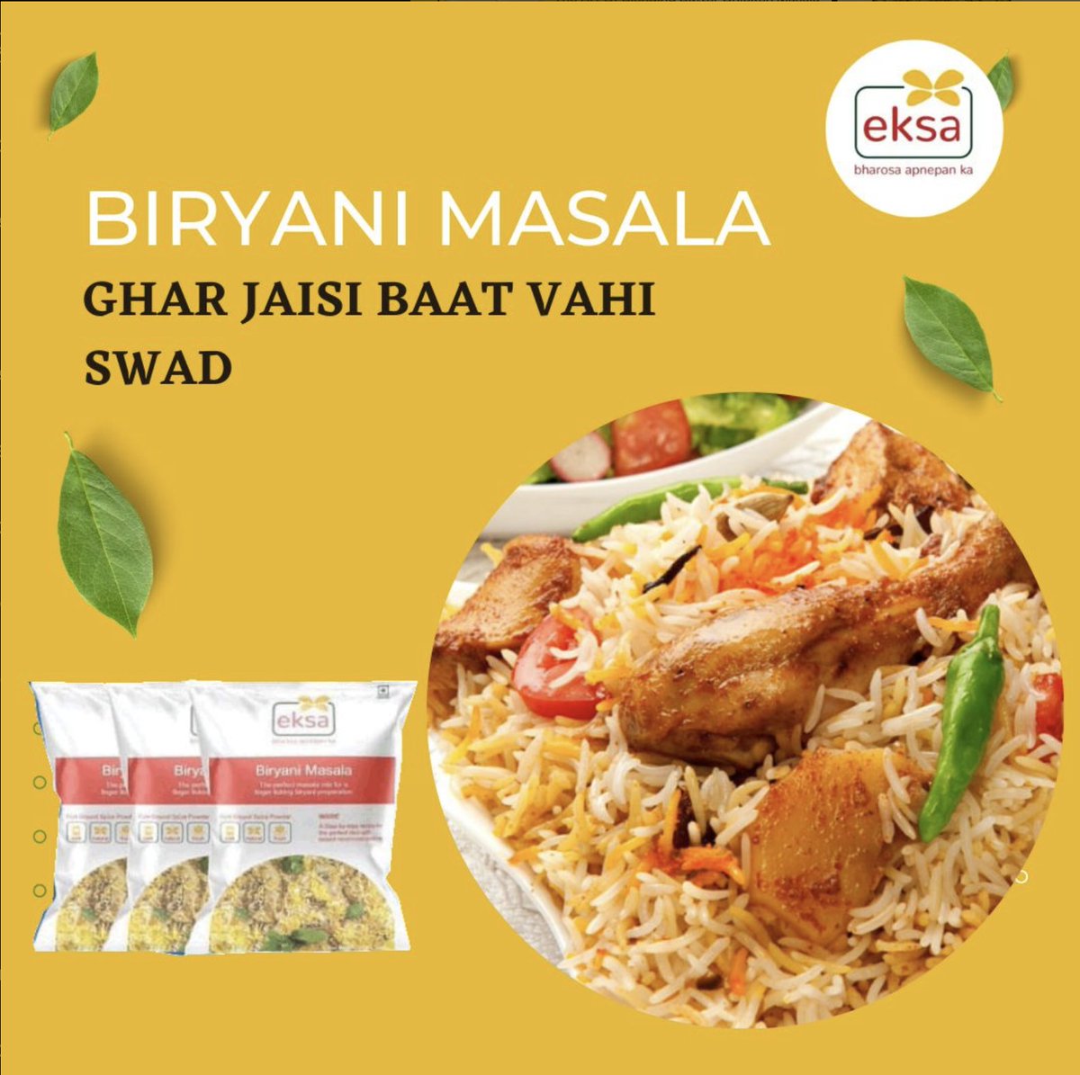 Transform your ordinary rice into a flavourful masterpiece with our Eksa Biryani Masala. 

#eksa #eksafoodproducts #eksamasala #bharosaapnepanka #spices #masala #spice #food #foodie #foodlover #deliciousfood #tasty #tastyfood #Biryani #biryanilovers #BiryaniChallenge #biryani