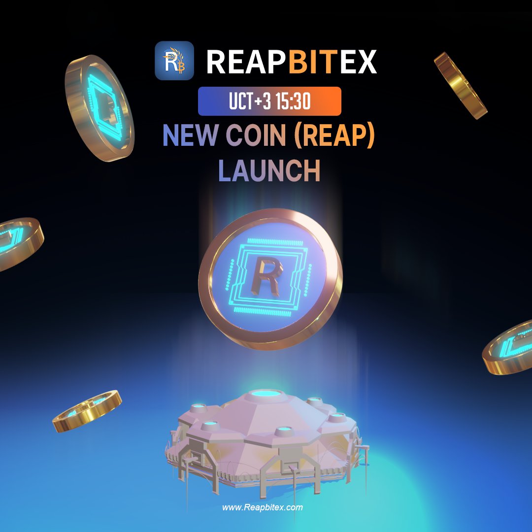 Reapbitex's tweet photo. 🚀 Exciting News Alert! 🌟Today at UCT+3 15:30, Reapbitex is launching the highly anticipated new coin - REAP! 🚀 Join us as we embark on a thrilling journey into the future of crypto. Stay tuned for the coin that's set to make waves in the market! 🌐💰 #REAPLaunch #Reapbitex https://t.co/gRrNzsff0K