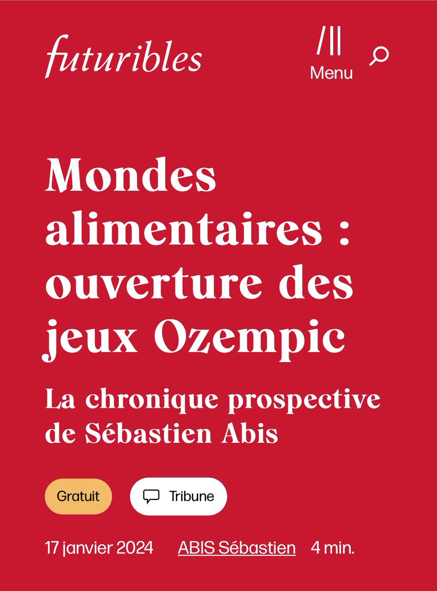 sebastien_abis's tweet image. "#MONDES #ALIMENTAIRES: OUVERTURE DES JEUX #OZEMPIC". Ma nouvelle chronique prospective pour @futuribles_int à lire sur futuribles.com/85928/