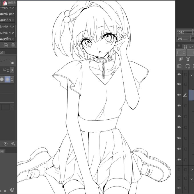 線画おわ