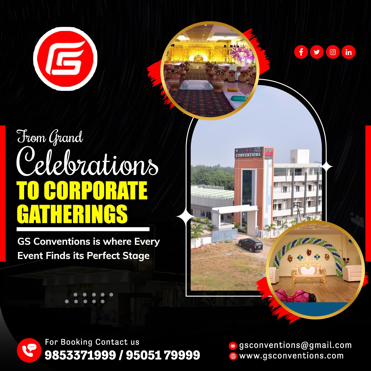 GsConventions's tweet photo. Unleash the power of unforgettable moments! Our convention hall is your canvas for extraordinary events and meetings. Elevate your gatherings with us!

Book your event now !

Call us at : 9853371999 / 95051 79999

#conventionhall #EventDesign #eventspace #gsconventions https://t.co/vospGMxG29