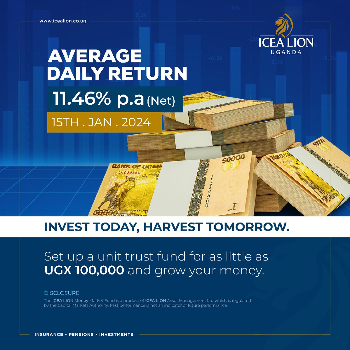 icealionug's tweet photo. Turn your pocket change into purposeful savings!

Save with the #ICEALIONUnitTrusts with as little as UGX 100,000 and start building for that dream home, education fund, or your next big adventure. 

#ICEALIONUg https://t.co/4h6JiIWcOO