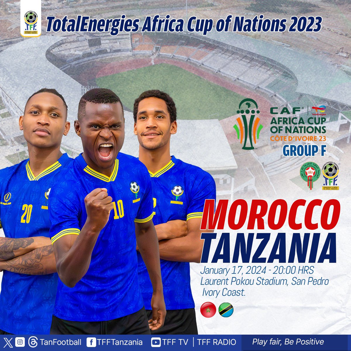 Kila la heri <a href="/TaifaStars_/">TAIFA STARS</a>  kwenye mchezo wa leo dhidi ya Morocco AFCON 2023. 

<a href="/CAF_Online/">CAF Online</a> <a href="/TaifaStars_/">TAIFA STARS</a>  #AFCON2023   #AfricanFootball