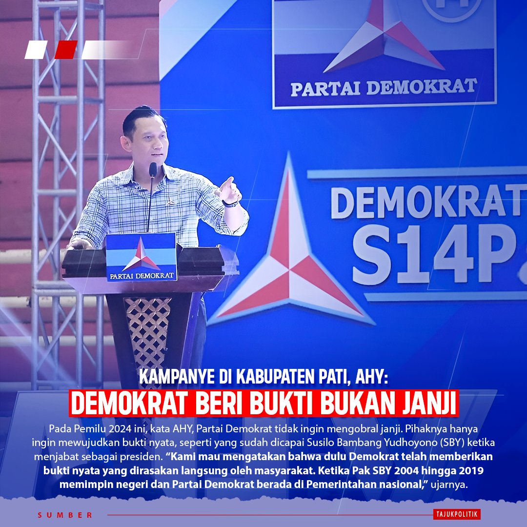 demokratbabel's tweet photo. Safari Politik di Kabupaten Pati, AHY: Demokrat beri bukti bukan janji.

#PidatoPolitikAHY

https://t.co/LfD8TiKVQj