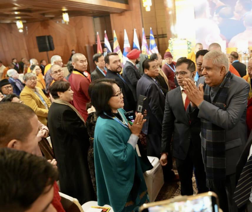 VPIndia's tweet image. Hon'ble Vice-President, Shri Jagdeep Dhankhar interacted with visiting delegates at the 12th General Assembly of the Asian Buddhist Conference for Peace (ABCP), in New Delhi today. #ABCP