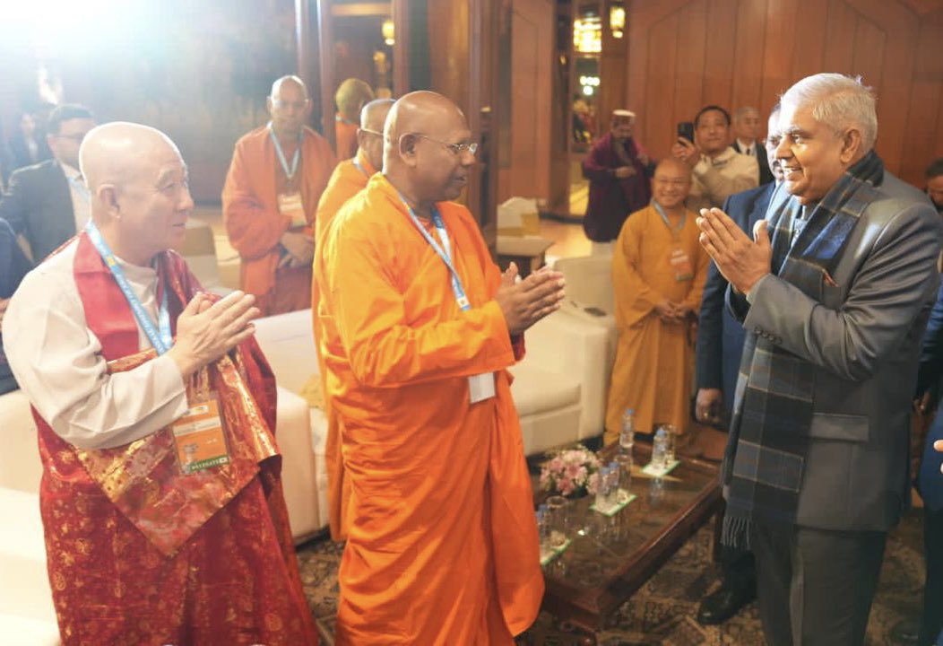 VPIndia's tweet image. Hon'ble Vice-President, Shri Jagdeep Dhankhar interacted with visiting delegates at the 12th General Assembly of the Asian Buddhist Conference for Peace (ABCP), in New Delhi today. #ABCP