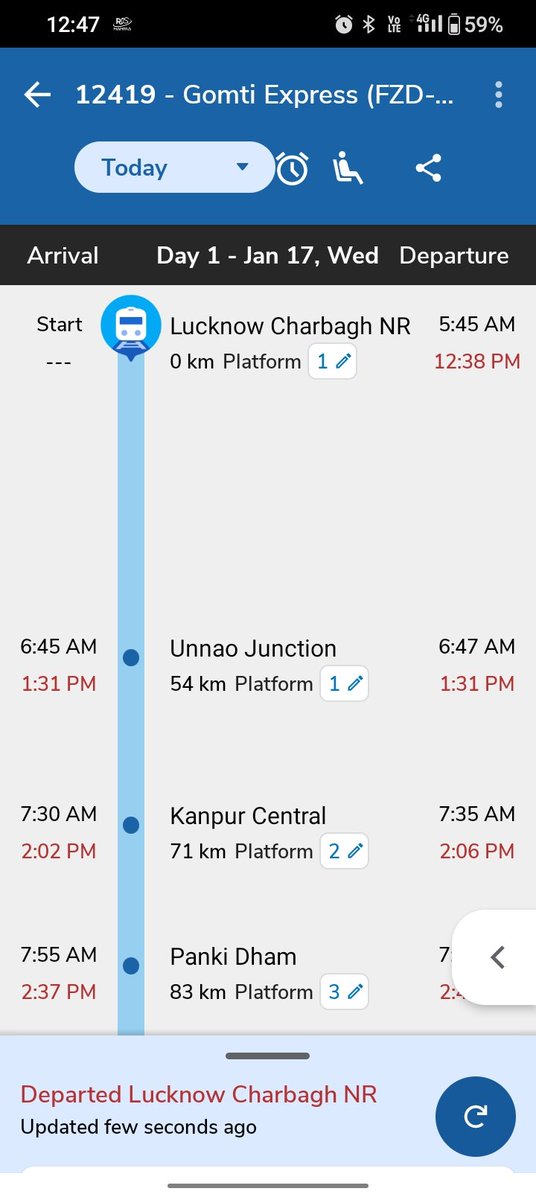 Ram969010's tweet photo. @RailMinIndia @RailwaySeva 
Ye train let kyu hai meri medam ko Delhi Jana hai 
PNR no. 2308019591 kb ayegi ya nahi ayegi kripya sahi batayee taki ham bas se nikal Jaye yadi cancel ho to jarur bataye https://t.co/F53nOeOOqX