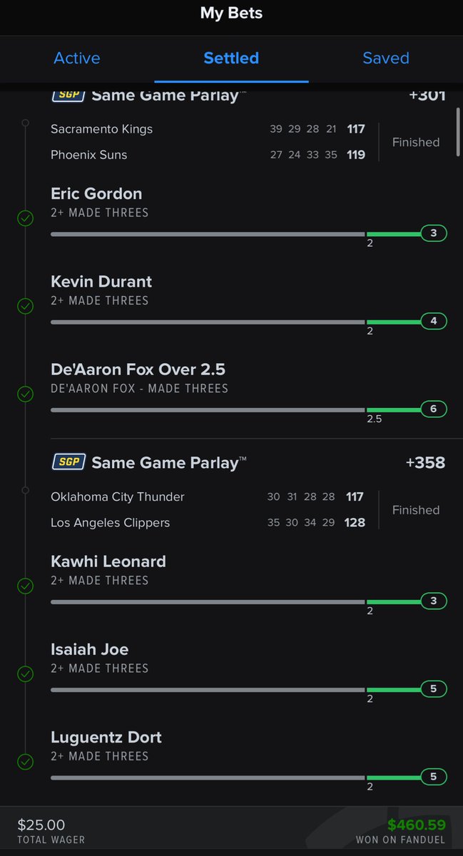 NaesSports's tweet photo. @FDSportsbook Cashed this 3 Point Play! 

✅ +1742 https://t.co/BoRhQUIuSv