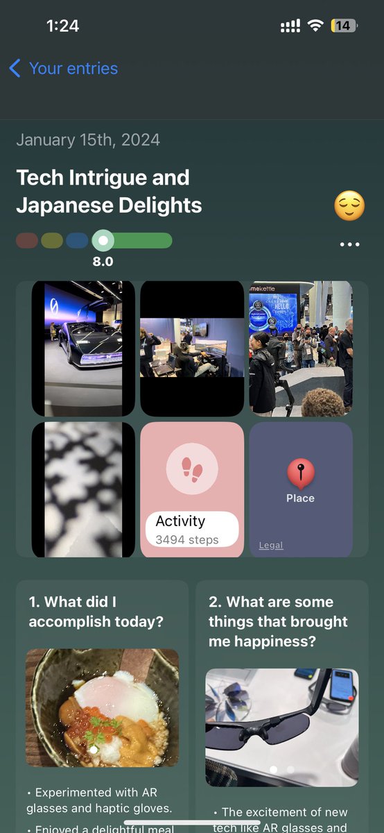 MakeAWishZXY's tweet photo. Update on the recent progress of Airy! 

1. Completed core loop(Transcription -> Activity Suggestions -> GPT Summarization -> CLIP Image Matching -> Complete Entry)

2.Completed basic UI for all pages

3.Beginning weekly review features

Below are some more details! https://t.co/fXKNEKyjJ2