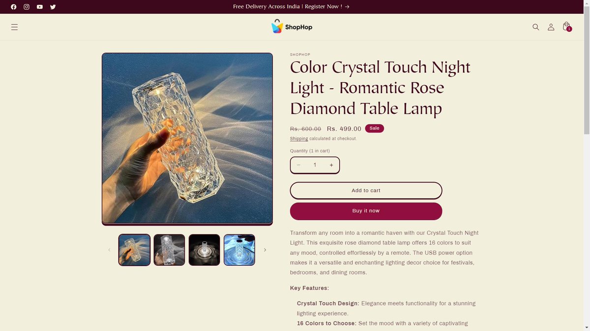eshophop's tweet photo. Romance ko add karo har room mein, #ShopHop ke Color Crystal Touch Night Light ke saath! 💖Romantic Rose Diamond Table Lamp, ab available hai. Click karo, aur dekho kaise yeh lamp banata hai har room ko romantic. 😍🛍️💫#shopping #Lightning 

Visit Now - https://t.co/KPLoq5sK3i https://t.co/FBhTwSmifX