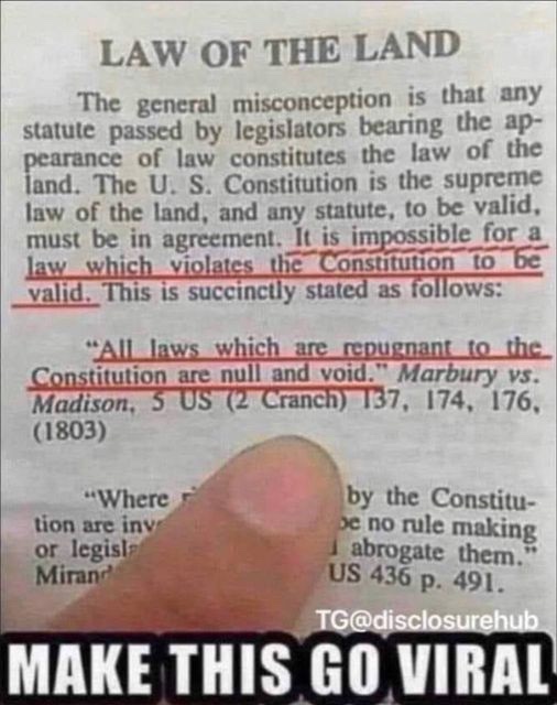 It is impossible for a law which violates the constitution to be valid. 
#HIAW