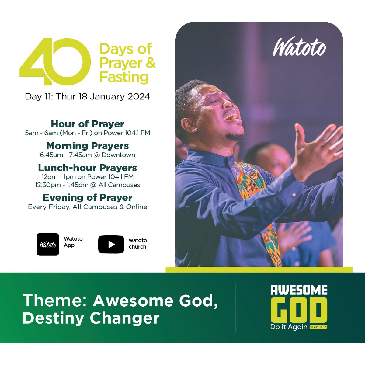 The awesome God can change your destiny and accomplish something significant with your life for the glory of His name. Will you call on God, the destiny changer today? See the prayer guide at watotochurch.com/40days.pdf. #AwesomeGod #Watoto40