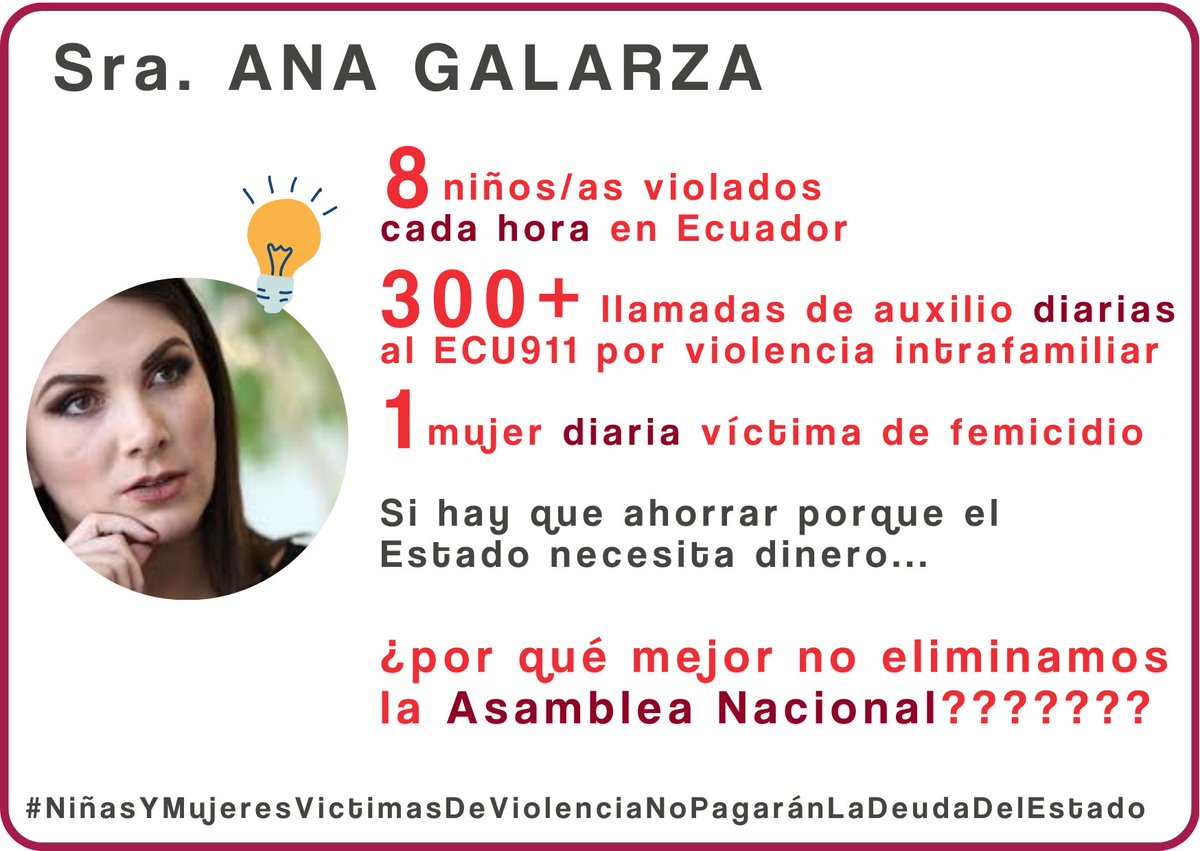 AldeaFundacion's tweet photo. El @DDHH_Ec tiene a su cargo la implementación de la Ley Orgánica para Prevenir y erradicar la Violencia a las Mujeres y Niñas.

No, @AnitaMGalarzaA, Las niñas y mujeres víctimas de violencias no pagarán las deudas del Estado. https://t.co/si02SBu8Sf