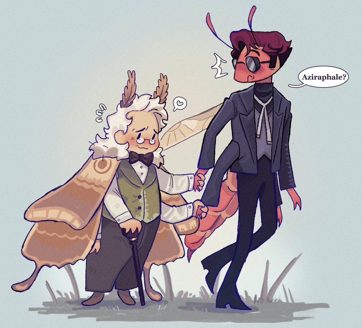 asleepyy's tweet photo. the genius thing about bug omens is the fact that you get double the hand holding 
#GoodOmensFanArt #GoodOmens https://t.co/K6EaApYxI9