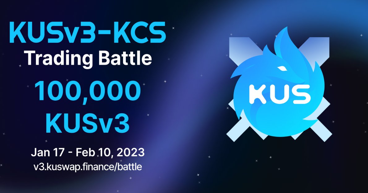 📣 Kuswappers, the battle has begun! 📣 ⚔️ Our epic trading battle is now LIVE! ⚔️ 📅 Battle Period: From Jan 17 to Feb 10, 2024 👉Swap KUSv3-KCS to Enter the Battle v3.kuswap.finance/swap 👉View the Trading Battle Leaderboard v3.kuswap.finance/battle kuswap.medium.com/join-the-first…