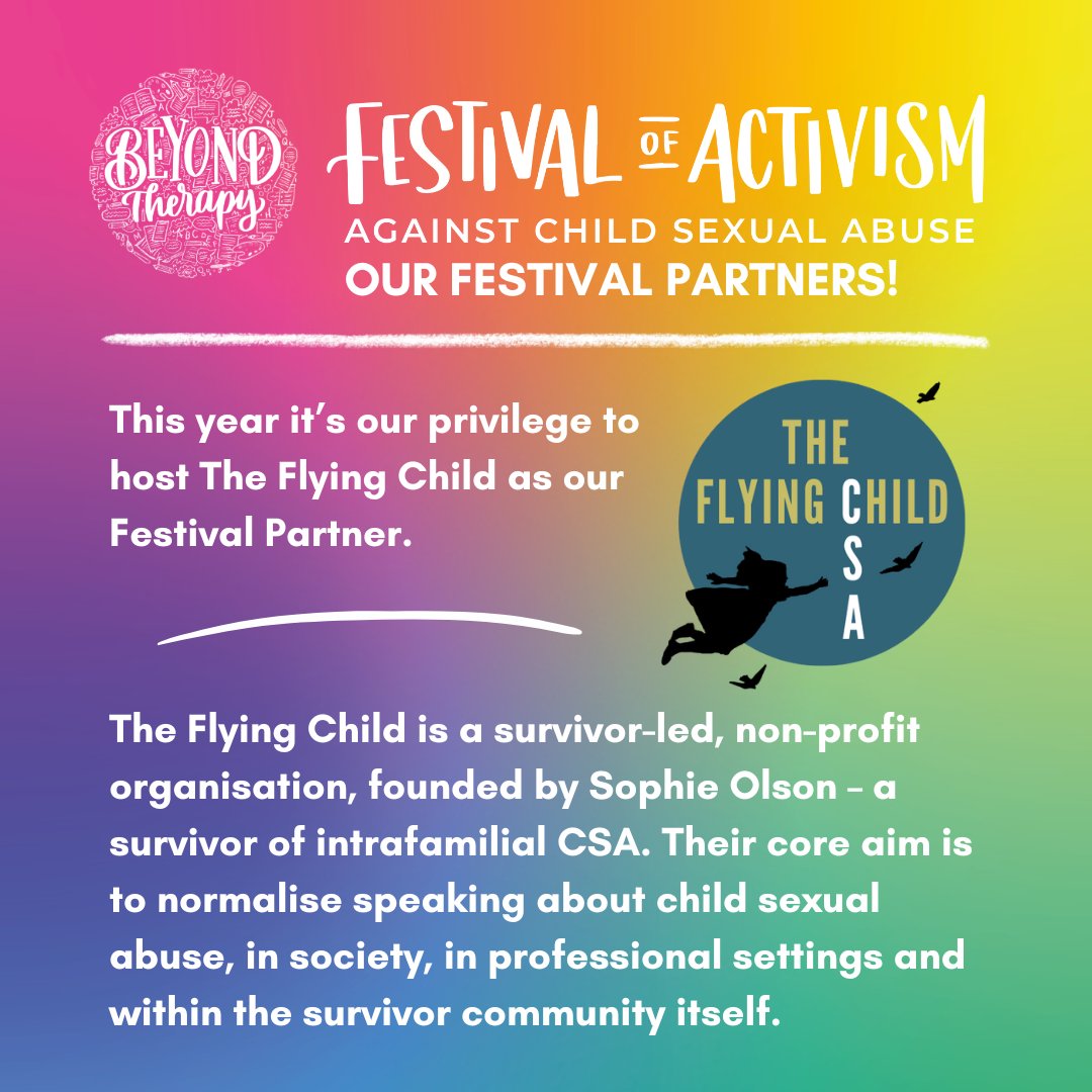 This year it's our privilege to host The Flying Child as our Festival Partner. The Flying Child's founder, Sophie Olson, will also be hosting a panel at the festival. tinyurl.com/BeyondTherapy2…… #BeyondTherapyFest2024 #BeyondTherapyFest #ItsNotOk