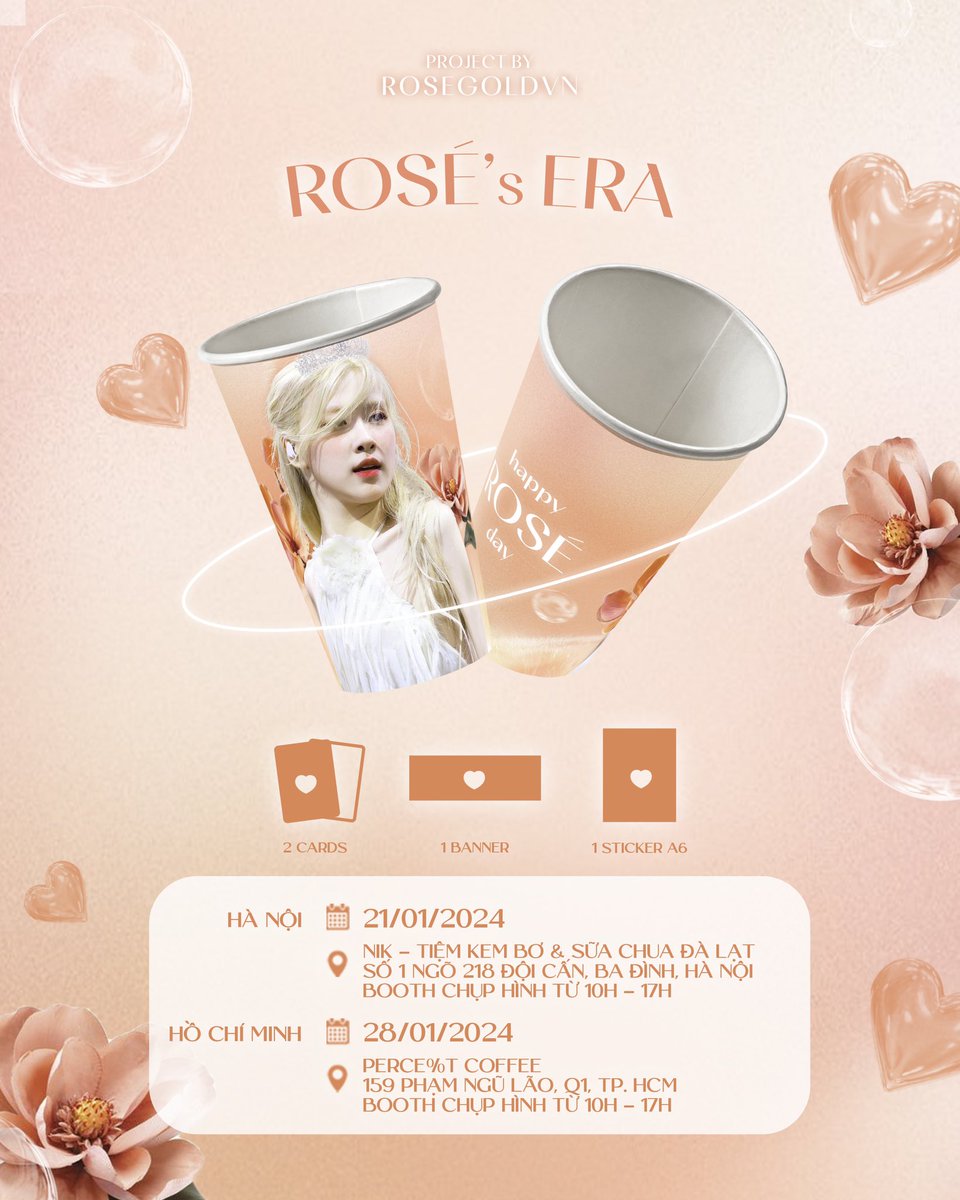 RoseGold_VN's tweet photo. 𝟐𝟎𝟐𝟒 𝐑𝐎𝐒𝐄́'𝐒 𝐁𝐈𝐑𝐓𝐇𝐃𝐀𝐘 𝐒𝐔𝐏𝐏𝐎𝐑𝐓 <𝐏𝐚𝐫𝐭 𝟏>| 𝐏𝐚𝐩𝐞𝐫 𝐜𝐮𝐩 𝐞𝐯𝐞𝐧𝐭 | 

🎁 Gift: 1 Paper cup + 1 Banner + 2 Cards + 1 Sticker

📍Hanoi: 21.1
📍Ho Chi Minh: 28.1

#로제 #ROSÉ https://t.co/Vd2llvxmR1