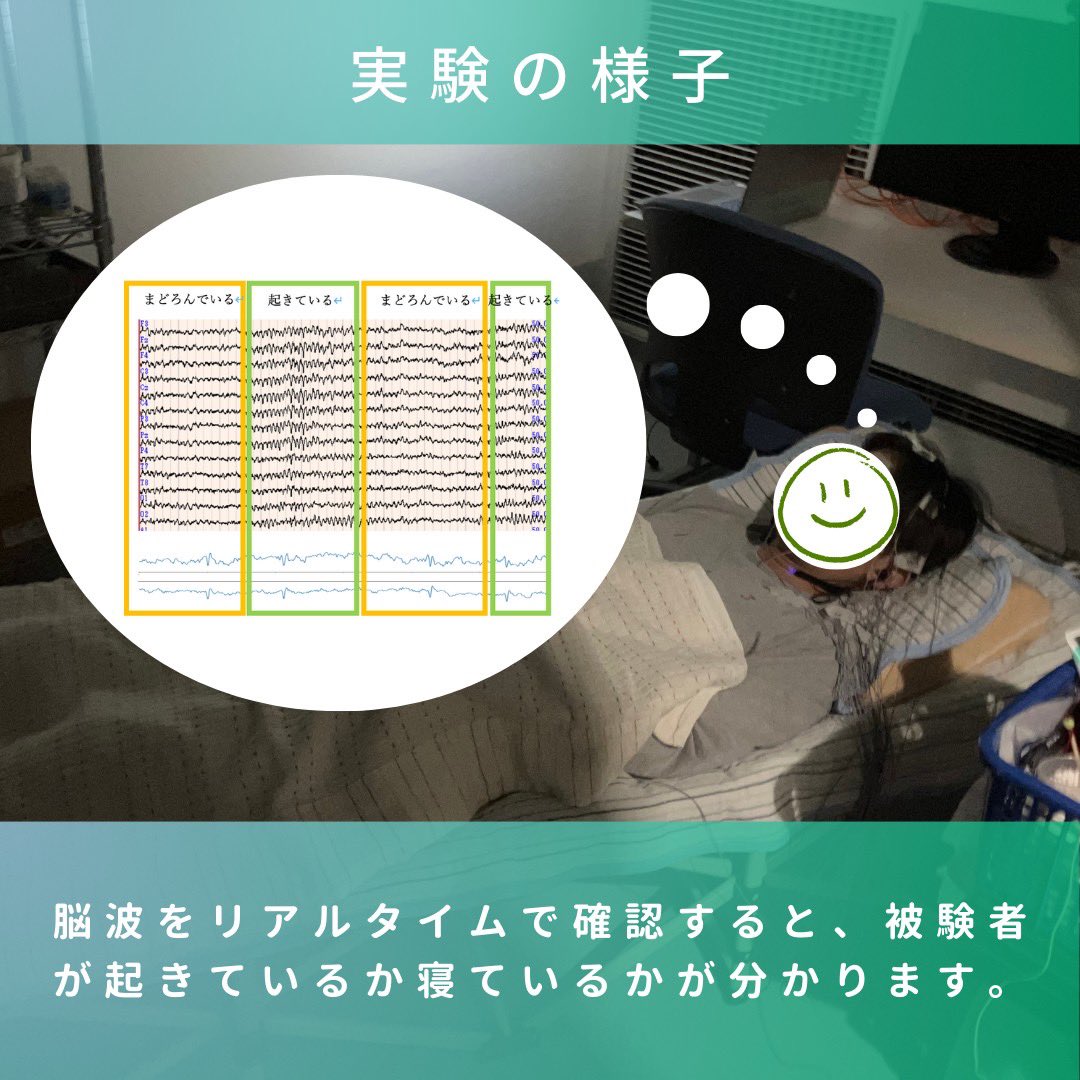 id_kyushu's tweet photo. 従来の方法より簡易的に脳波を測定できるとされている”イヤホン型耳内脳波計”を用いた睡眠脳波の研究です。

機械学習によってヒトの入眠を感知するシステムの構築を目指しています！

#人間工学#受験生と繋がりたい#大学生と繋がりたい#大橋キャンパス#大学生#授業#研究#卒業研究#ゼミ#研究室#実験 https://t.co/1HT59h59JG
