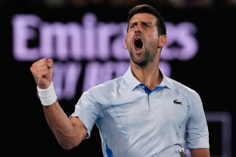 thenet_m's tweet photo. Top-ranked Djokovic takes the third set 7-6 (7-4) over Alexei Popyrin #AusOpen 

6-3, 4-6, 7-6, 1-0 https://t.co/fzZ5kCy8SU