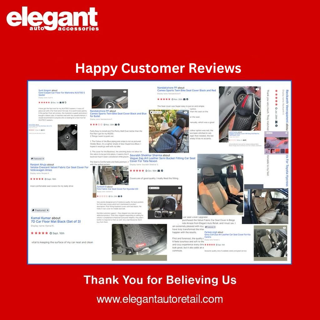 When our customers are happy, we're on cloud nine! ☁️ Thank you for your glowing review

#elegantauto #customersupport #customerhappiness #seatcover #support #customer #reviews #autoaccessories #customerreview #carmats #carcover #carseatcover