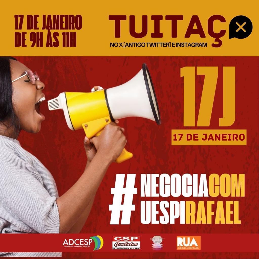 ro_assuncao30's tweet photo. #NEGOCIACOMUESPIRAFAEL

| O comando de greve, a coordenação da ADCESP, a CSP-Conlutas, o DCE Livre UESPI e o Movimento RUA chamam “tuitaço” para hoje, entre 9h e 11h. Vamos, juntos e juntas, levantar a hashtag #NegociaComUESPIRafael https://t.co/RGMQQZFp3z