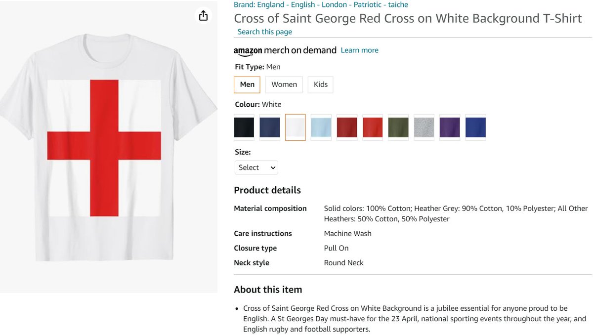 Cross of Saint George Red Cross on White Background #TShirt : Amazon.co.uk: #Fashion #saintgeorgeday #saintgeorge #santjordi #catholic #christianity #stgeorge #england #holiday #barcelona #stgeorgeday amazon.co.uk/dp/B09RLRQM62?…