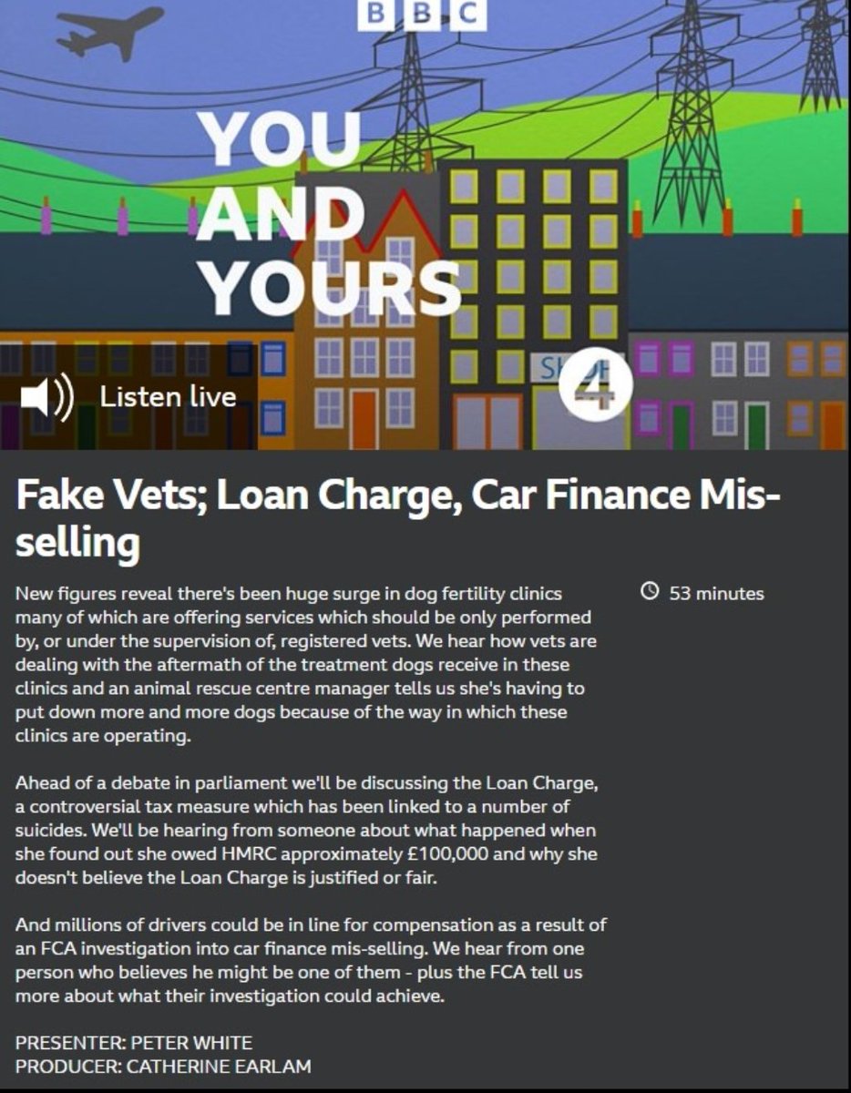 Radio 4 now!

#LoanCharge will be featured very shortly on #youandyours in advance of Debate tomorrow.