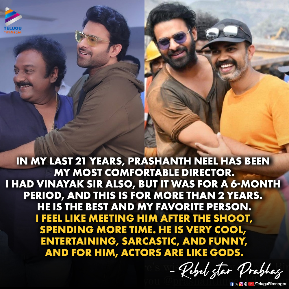 Rebel star #Prabhas is in all praise of #PrasanthNeel and reminisces about his bond with #VVVinayak 👌

#SalaarCeaseFire #Salaar #TeluguFilmNagar