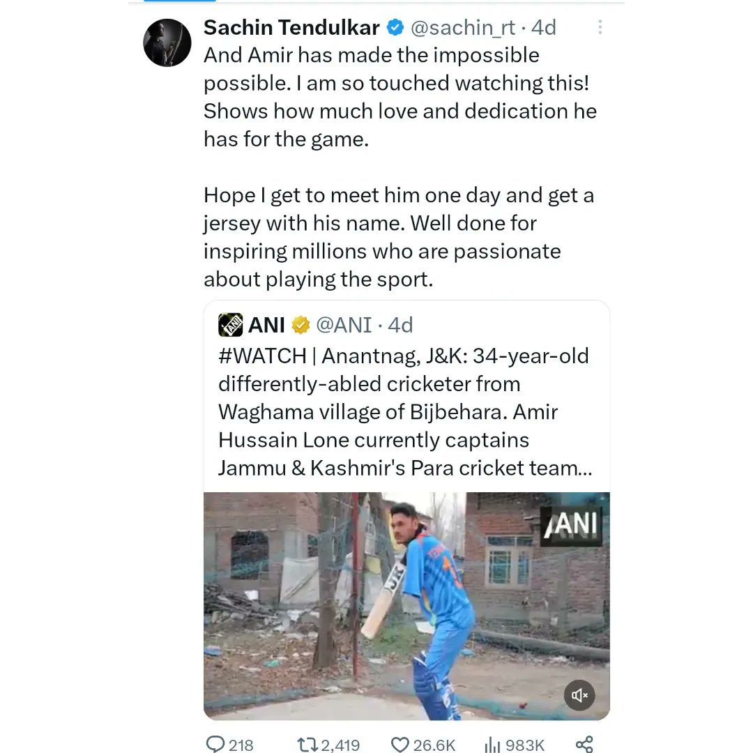 media_pickle's tweet photo. Pickle entertainment @media_pickle is proud to announce a Biopic on Amir Lone’s Courageous Life. 
A truly inspiring tale about a cricketer who is disabled. We salute his passion. 
Can’t wait to bring his life on the BIG SCREEN! @gautam_adani @sachin_rt @AamirHussainLo6 https://t.co/XdOZoS3v4U