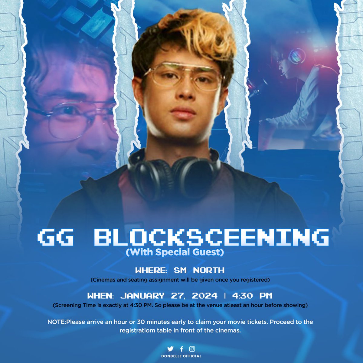 DonBelleOFC's tweet photo. GG BLOCK SCREENING with our v SPECIAL GUEST! 

Join us on the following dates:

See you there, Bubblies and Solids!🖤❤️

Few slots left! 🙌

January 24 - SM NORTH at 4 PM
FORM LINK:
https://t.co/yaMK7SbbJy

January 27 - SM NORTH at 4:30 PM
FORM LINK:
https://t.co/q7wJuMOrfp

January 28 - SM CLARK at 4 PM
FORM LINK: https://t.co/D34OXIF5wD

#DonnyPangilinan | #GGTheMovie
#DonBelle #DONBELLEmpire