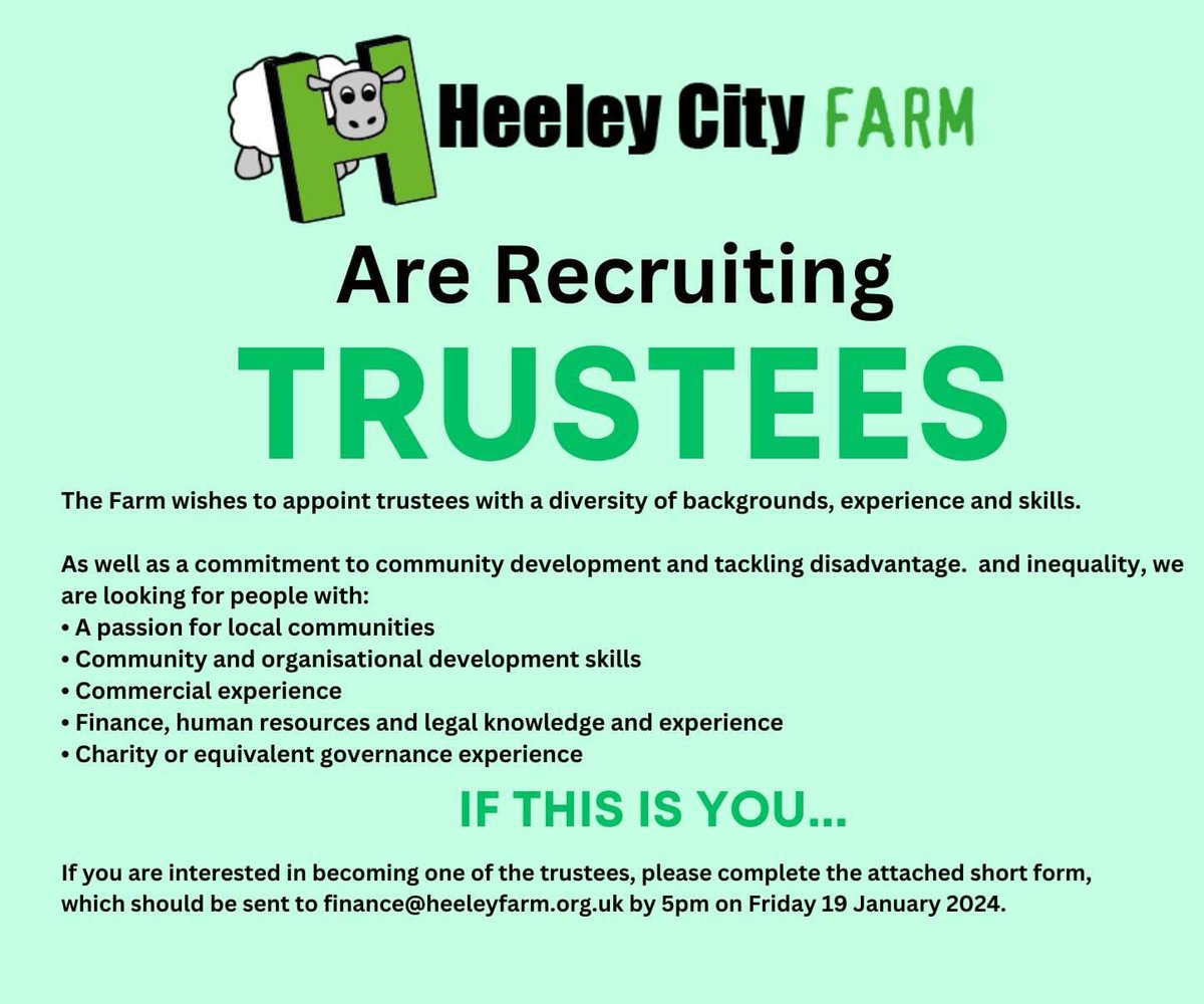 Please email us for an application pack if you feel you’re the right candidate to join our board of trustees! Deadline this Friday 19th Jan 📣