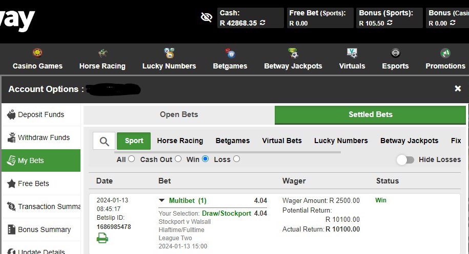 Rodney07's tweet image. Free Betting Tip:

Every time you add a leg on your ticket , you reduce your chances of winning by 10%.

2 legs = 80% chance to win
3 legs = 70% chance to win
4 legs = 60% chance to win
5 legs = 50% chance to win….etc

A Single Bet = 90% chance to win.
#Betway 
DM TO WIN