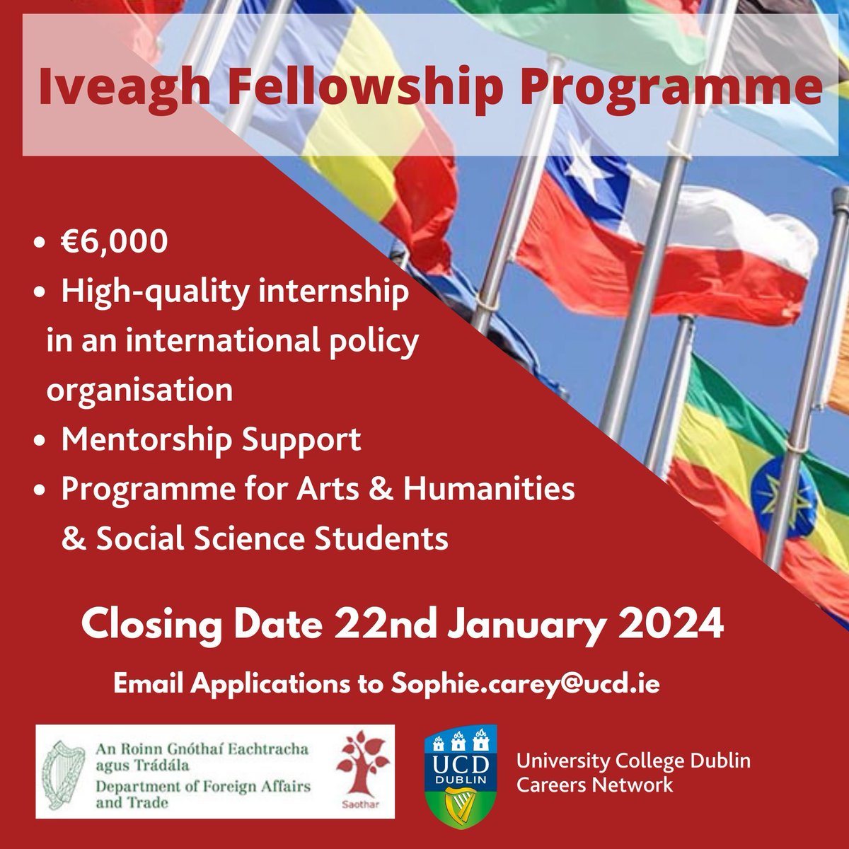 📣 Calling all Arts & Humanities & Social Science Students! The Iveagh Fellowship Programme is closing for applications next Monday the 22nd of January, so be sure to polish those applications and get them in as soon as possible. This opportunity is not to be missed!