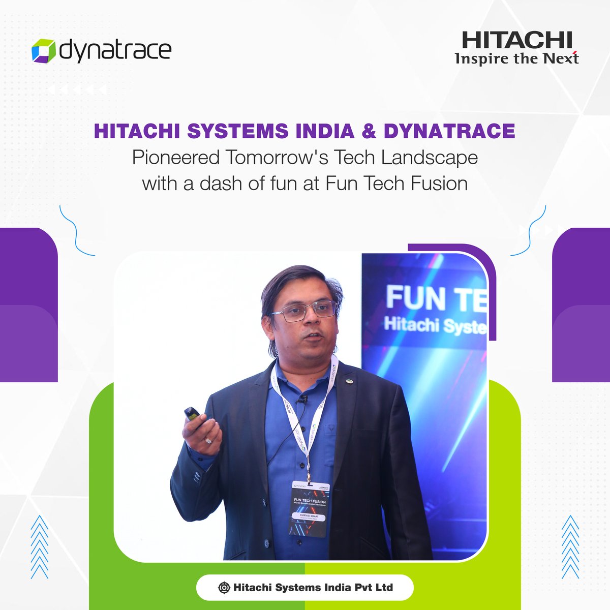HitachiSysIndia's tweet photo. Discover the impeccable union of innovation and excitement at Fun Tech Fusion, where #HitachiSystemsIndia teamed up with #Dynatrace for a day of tech brilliance and entertainment.
​
#FunTechFusion #TechInnovation #HitachiDynatraceCollab #IamHitachi #Hitachi #Dynatrace https://t.co/Oiog6n7nAT