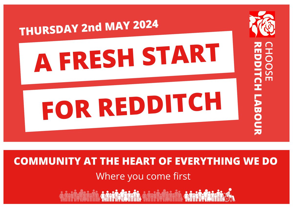 COMING SOON-OUR NEW LIST OF REDDITCH LABOUR PROSPECTIVE COUNCIL CANDIDATES.
It's all out local elections this year &amp; with your votes - we can take take control of Redditch Council. Give it &amp; Redditch a fresh start.
3 VOTES IN EACH WARD: That's 3 x Labour Candidates for every ward