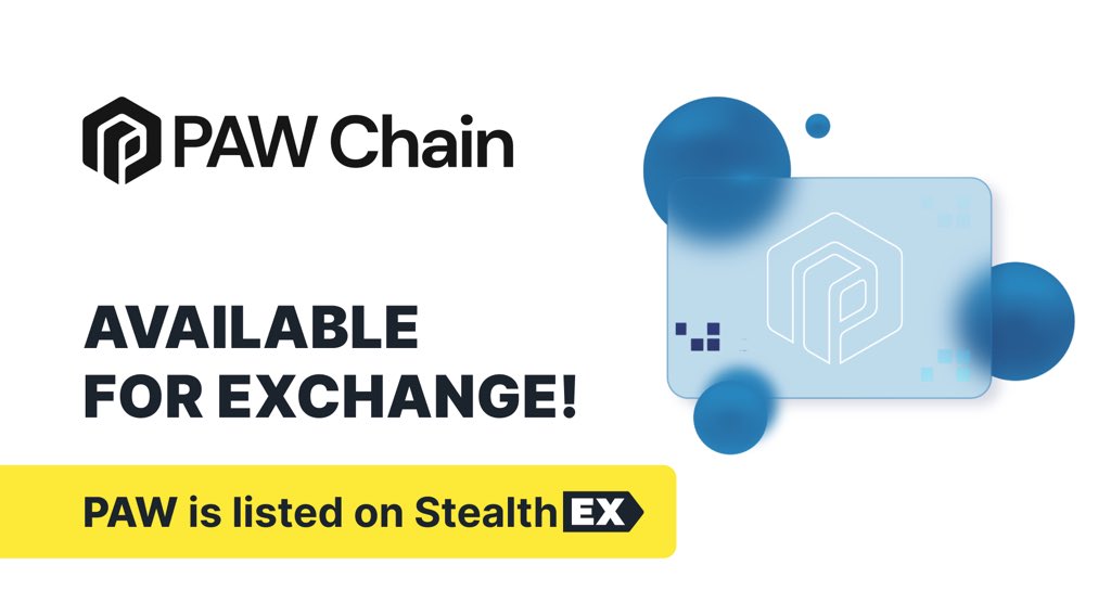 Join #PawArmy to build #Web3 together 🌟

@PawChain revolutionizes how industries communicate and transact within the #crypto domain

Get $PAW on StealthEX easily!

👉 stealthex.io/?to=paw 👈

Swap 1400+ assets cross-chain with no limits & registration ✅