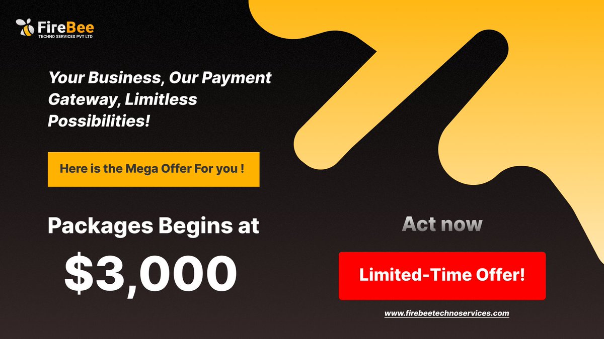 firebeetech's tweet image. Open the door to limitless possibilities with our payment gateway solutions tailored for your business! Mega offers starting at just $3,000! 

Get Know More&amp;gt;&amp;gt;firebeetechnoservices.com/white-label-cr…

#CryptoPaymentGateway #BusinessSolutions #PaymentGatewaySolutions #BusinessTransactions
