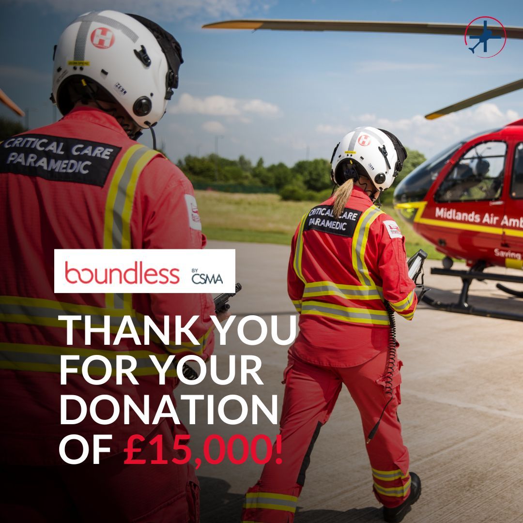 🌟 We would like to extend our appreciation to <a href="/bemoreboundless/">Boundless</a> for their donation of £15,000 to Air Ambulances UK in December. 

🤝 Air Ambulance charities rely almost completely on donations, we are forever grateful to our partners who keep critical care teams flying.

🚁