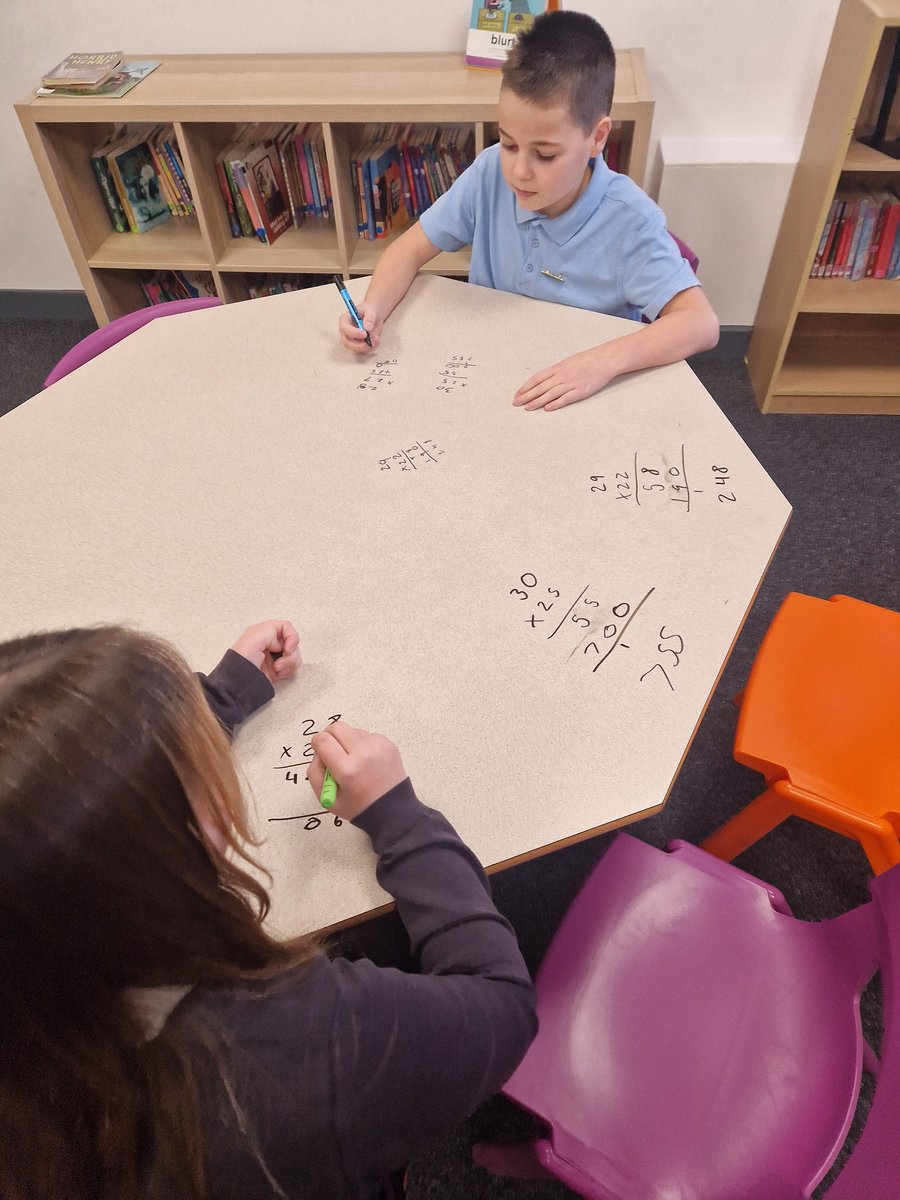 MissHuntBPCA's tweet photo. We used table maths to revise and reinforce the skills used in long multiplication today in tutoring. We smashed it! https://t.co/x7PFVRdsXh