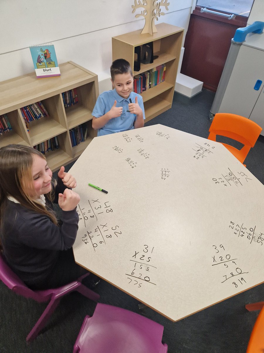 MissHuntBPCA's tweet photo. We used table maths to revise and reinforce the skills used in long multiplication today in tutoring. We smashed it! https://t.co/x7PFVRdsXh