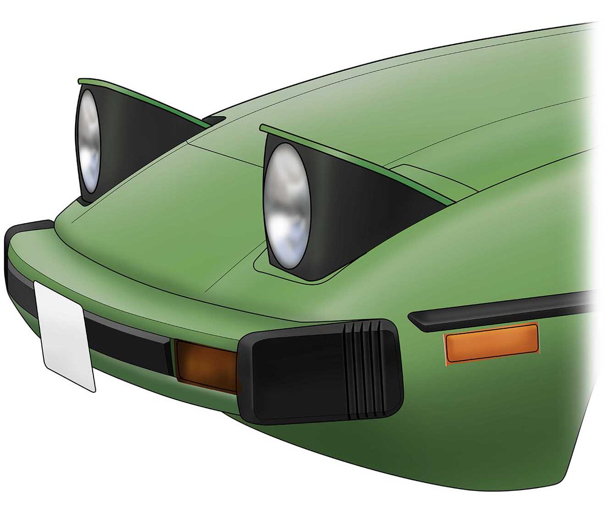 「「リトラクタブルヘッドライト」'70年代にスーパーカーライトと呼ばれスポーツカー」|つっき〜のイラスト