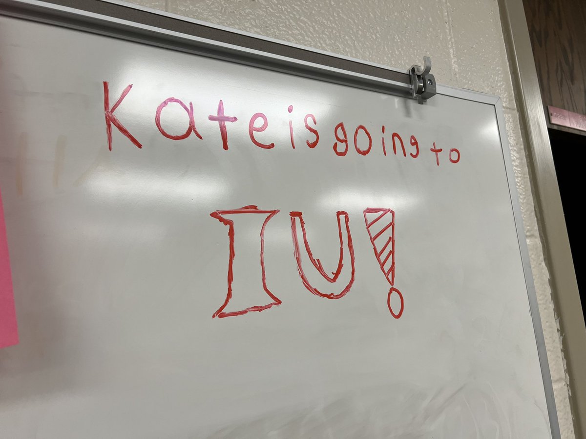 My student got accepted to IU and another student in her resource celebrated with some new board artwork. Way to go, Kate❤️