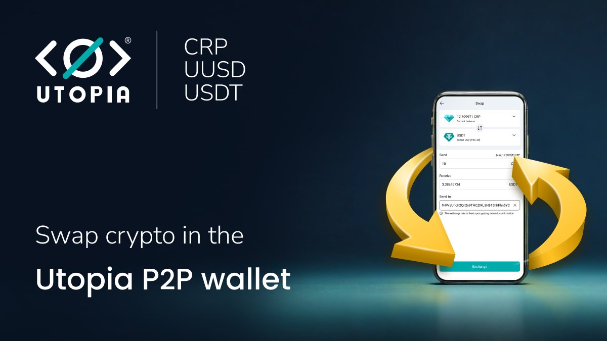 ⚡️ Exciting news! The Swap feature is now live in the Utopia P2P wallet. 

Seamlessly convert CRP, UUSD, and USDT in the blink of an eye. 🔄✨ Experience instant and effortless transactions! #UtopiaP2P #CryptoSwap #InstantConversion