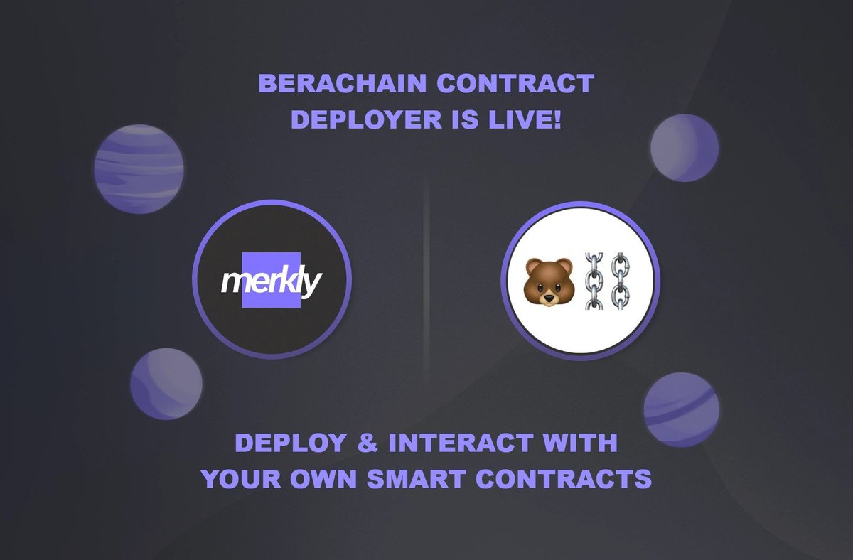 merkly_com's tweet image. Merkly 𝕩 @Berachain

The Beras and their cult-following haven't gone unnoticed, so we decided to show our support.

📢 Introducing: Berachain Contract Deployer

📑 Users can now seamlessly deploy and interact with their own smart contracts on Berachain!

→ Exclusively available…